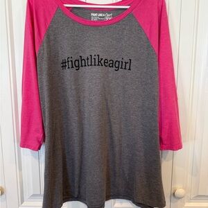 Fight Like a Women’s Gray & Pink Raglan Tee